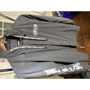 Valeza Men's Lightweight Anime Black Floral Print Jacket, Size L